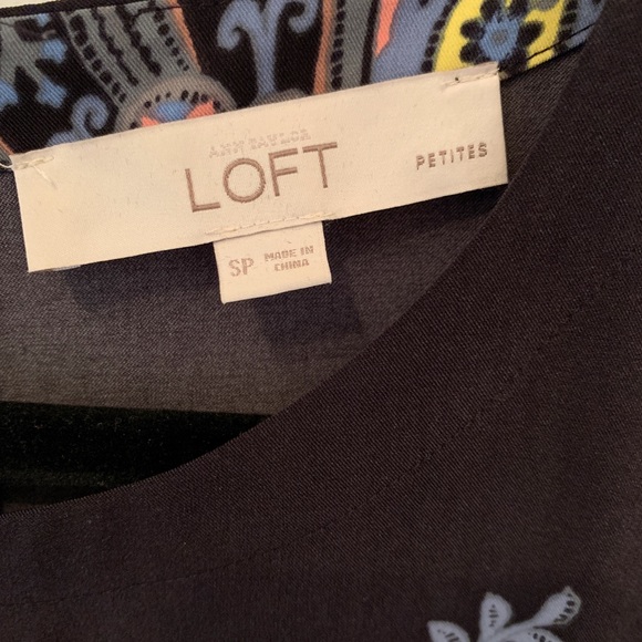 ✨ Loft Navy Print Shift Dress - 3/4 Sleeve - Picture 2 of 6